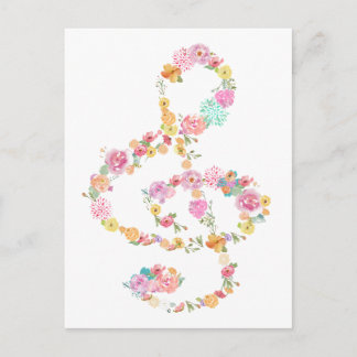 Carte Postale romantique musique florale