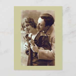 Carte postale romantique rétro française