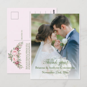 Carte Postale Romantique rose poussiéreuse rose saumon paeonia b