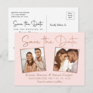 Carte Postale Romantique Rose Rose Or 2 Photo Enregistrer La Dat