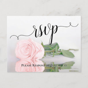 Carte Postale Romantique rose vif reflétant le mariage Rose RSVP