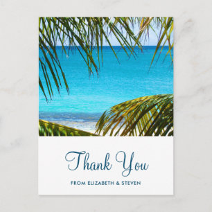Carte Postale Romantique Turquoise Tropical Beach Mariage Merci