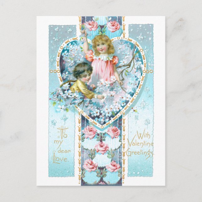 Carte Postale Romantique Vintage Floral Valentine (Devant)