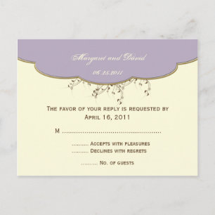 Carte postale Romantique violet et ivoire RSVP