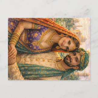 Carte Postale Romantisme indien lila-or