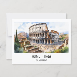 Carte Postale Rome attractions touristiques aquarelle Colisée