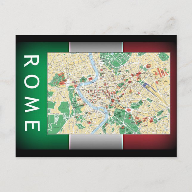 Carte Postale Rome City Map (Devant)
