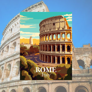 Carte Postale Rome Colisée Italie Illustration de voyage