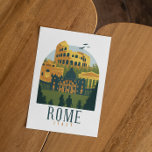 Carte Postale Rome Colisée Vintage<br><div class="desc">Vintage Rome Italie Mur Horloge montrant l'horizon avec les sites célèbres comme le Colloque et d'autres bâtiments et monuments. Grande idée de tourisme et cadeau souvenir à Noël ou Anniversaire.</div>