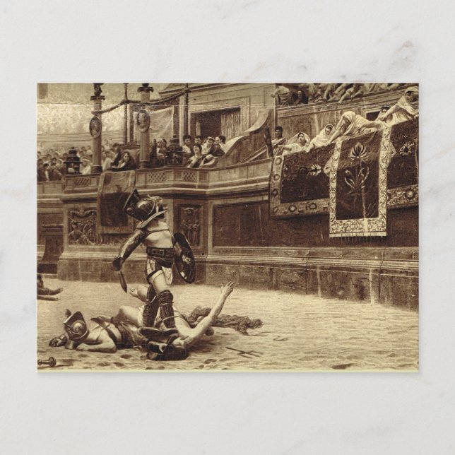 Carte Postale Rome, Gladiateurs au Colisée (Devant)