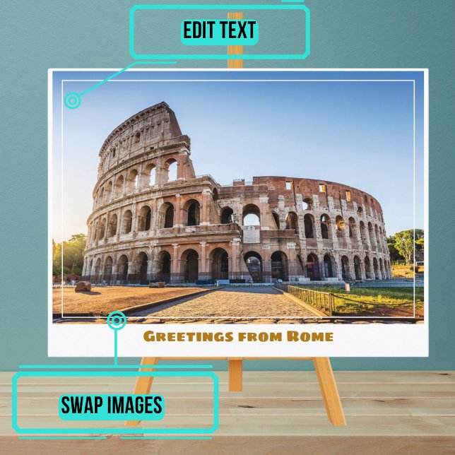 Carte Postale Rome Italie avec le Colisée (Instead of buying postcards, use this template to customize text & share your own photo.)