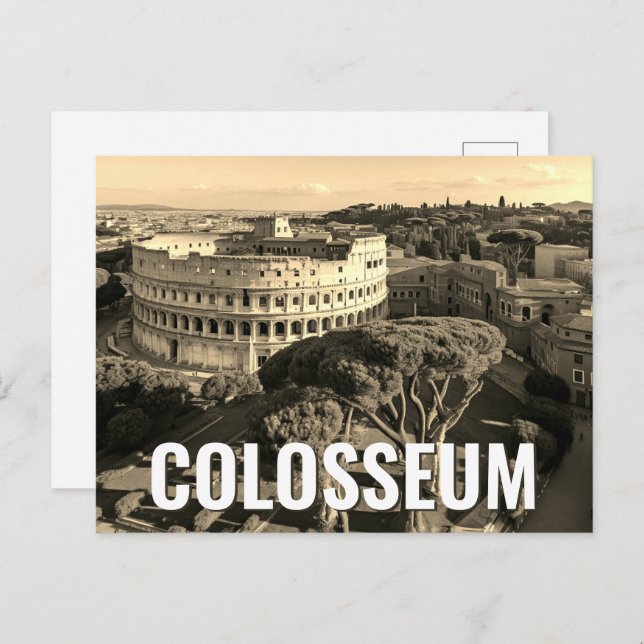 Carte Postale Rome Italie Colisée de Voyage Art (Devant / Derrière)