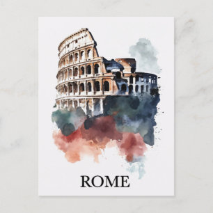 Carte Postale Rome Italie Colisée Italienne Aquarelle Voyage