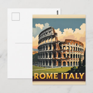 Carte Postale Rome Italie Colisée Voyage Art Vintage