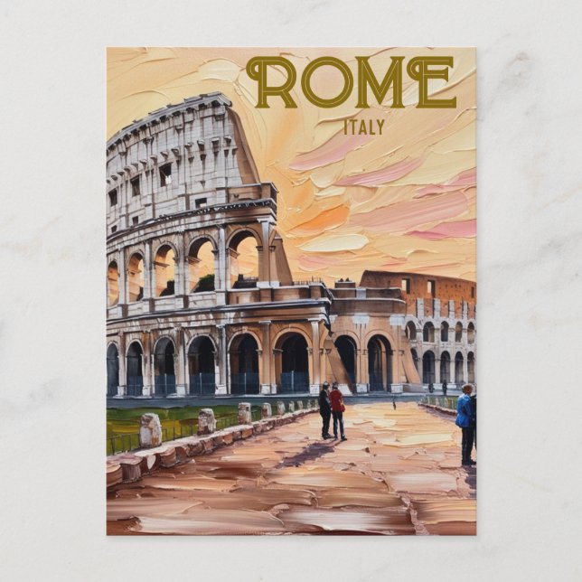 Carte Postale Rome Italie Colisée Voyage Art Vintage (Devant)