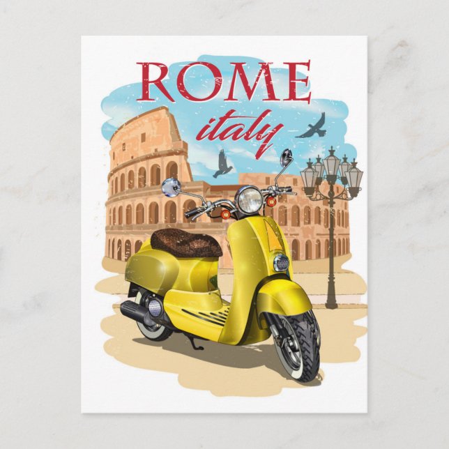 Carte Postale Rome Italie Colisée Voyage Art Vintage ville (Devant)