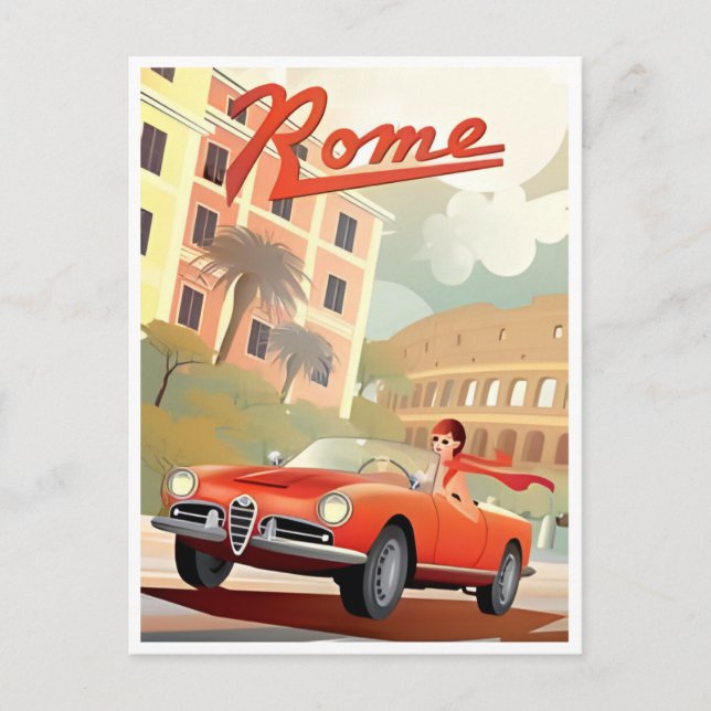 Carte Postale Rome Italie Colisée Voyage Art Vintage ville (Devant)