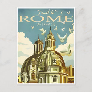 Carte Postale Rome Italie Colisée Voyage Art Vintage ville