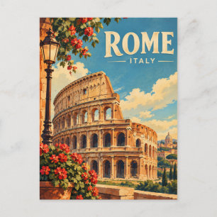 Carte Postale Rome Italie Colosseum Voyage Souvenir Rétro Italie