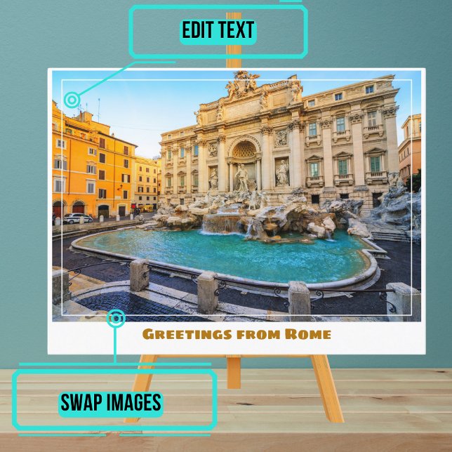 Carte Postale Rome Italie La Fontaine de Trevi (Instead of buying postcards, use this template to customize text & share your own photo.)