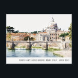 Carte Postale Rome Italie Rivière Tibre Aquarelle Voyage Italien<br><div class="desc">Si vous avez besoin d'autres personnalisations,  n'hésitez pas à m'envoyer un e-mail à yellowfebstudio@gmail.com. ou envoyez un message via Zazzle.</div>