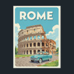 Carte Postale Rome Italie Vintage Car Italie Colisée Italien Voy<br><div class="desc">N'importe qui aimerait recevoir cette carte postale de voyage italienne avec une illustration rétro d'une voiture vintage en face du Colisée à Rome,  Italie !</div>
