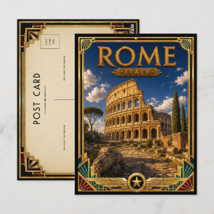 Carte Postale Rome Italie Vintage Colosseum Art Déco Âge d'Or
