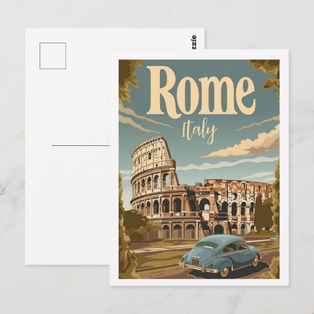 Carte Postale Rome Italie Vintage Lieu de Voyage célèbre (Devant / Derrière)