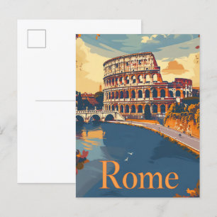Carte Postale Rome Italie Vintage Retro Voyage Illustration