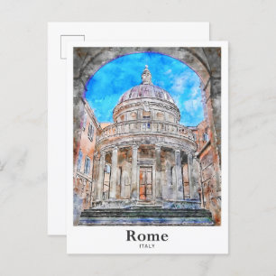 Carte Postale Rome Italie Voyage Aquarelle main tiré