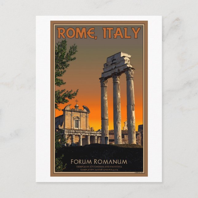 Carte Postale Rome - Ruines du Temple dans Forum Romanum (Devant)