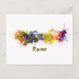 Carte Postale Rome skyline in watercolor