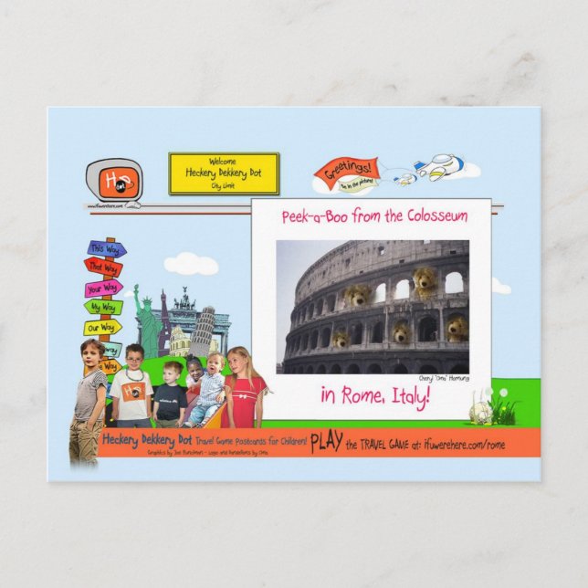 Carte Postale Rome ! Un petit coup d'oeil au Colisée ! (Devant)