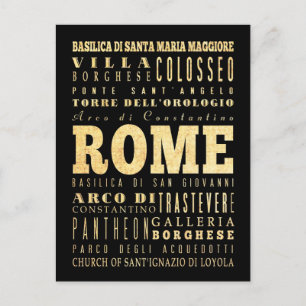 Carte Postale Rome Ville d'Italie Typographie Art