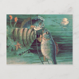 Carte Postale Roméo et Juliette méduse étoile de mer poisson