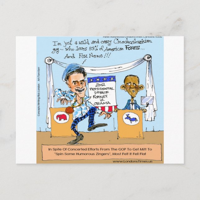 Carte Postale Romney essaie des Zingers sur Obama Drôle Drôle Ca (Devant)