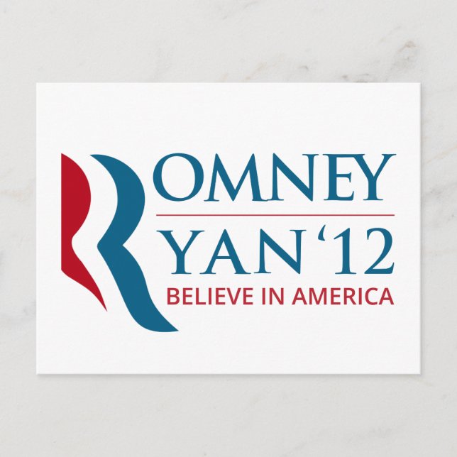 Carte Postale Romney / Ryan 2012 for US President and VP (Devant)