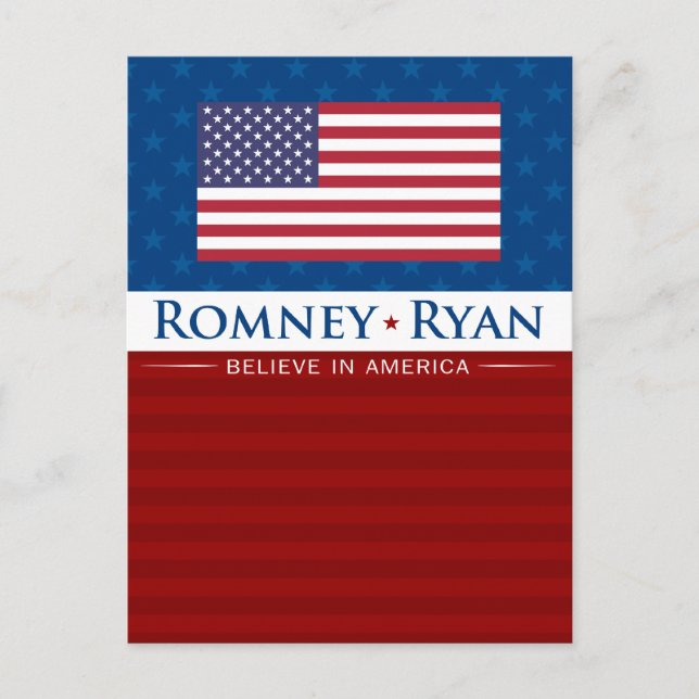 Carte Postale Romney & Ryan Croire en Amérique (Devant)