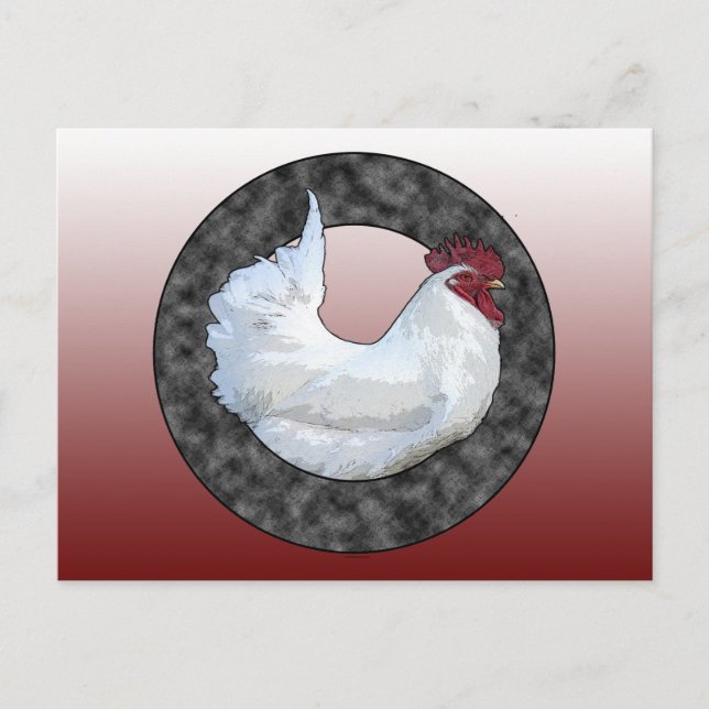 Carte Postale Rooster blanc (Devant)
