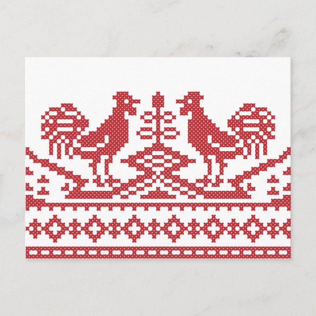 Carte Postale Rooster cross-stitch (Devant)