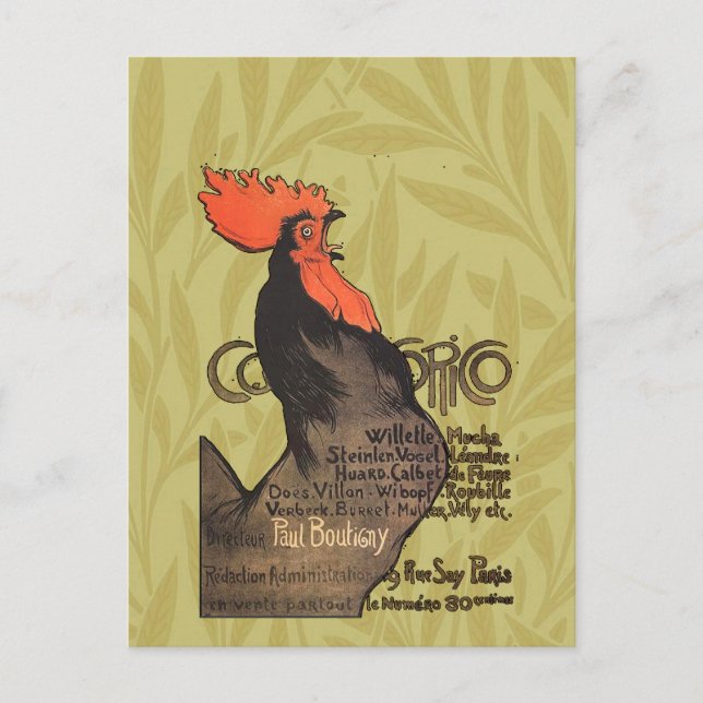 Carte Postale Rooster Steinlen Cocorico (Devant)