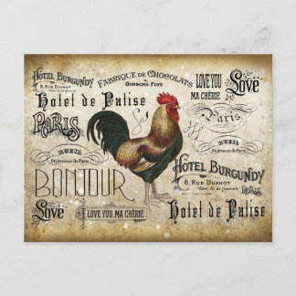 Carte Postale Rooster vintage de Paris