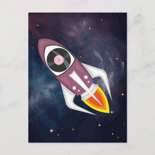 Carte Postale Roquette de musique violette dans l'espace (Devant)