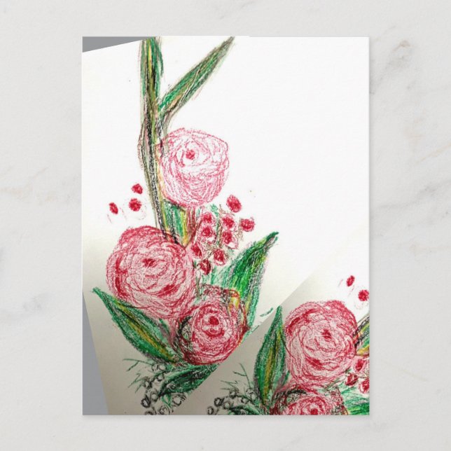 Carte Postale Rosas Rouges Asymétrique (Devant)