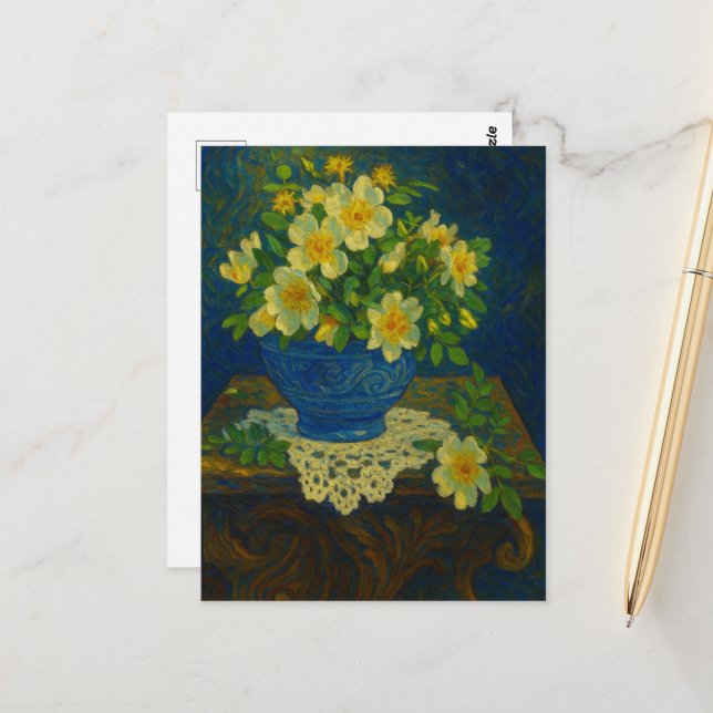 Carte postale rose (Devant/Arrière en situation)