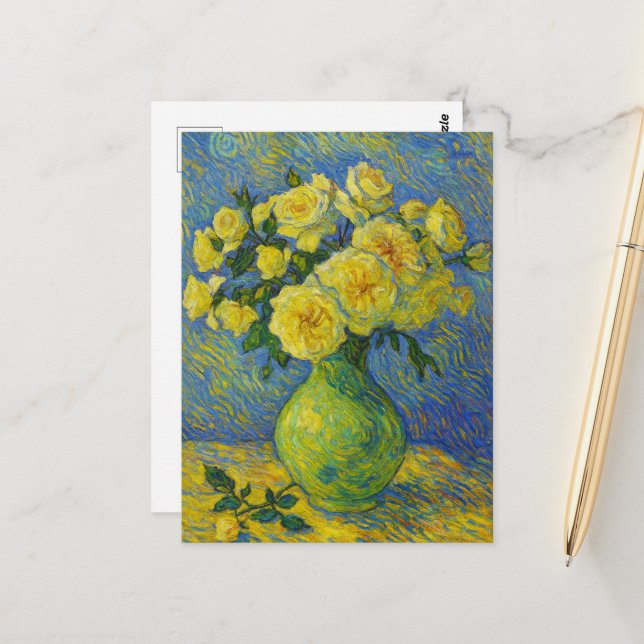 Carte postale rose (Devant/Arrière en situation)