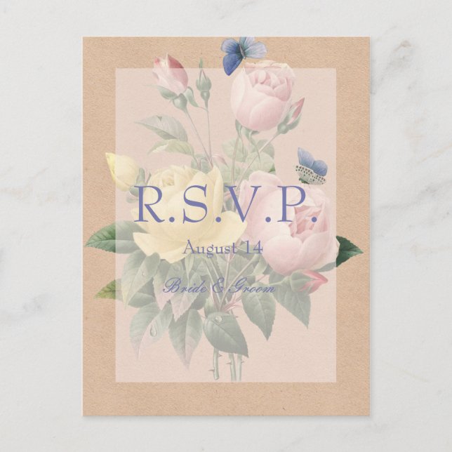 Carte Postale Rose anglais Garden Wedding Invitation RSVP (Devant)