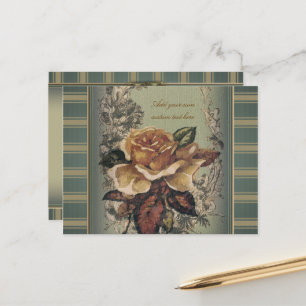 Carte Postale Rose antique (bleu) Personnalisé