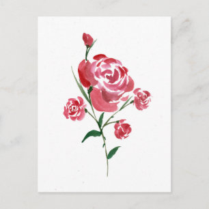 Carte Postale Rose Aquarelle complexe