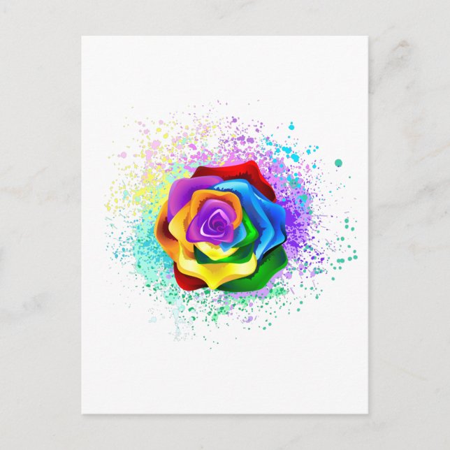 Carte Postale Rose arc-en-ciel colorée (Devant)